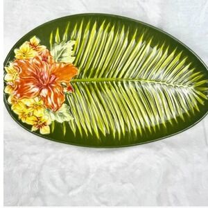 Tommy Bahama Paradise Garden Hibiscus Plumeria Serving Platter Tropical 2006‎